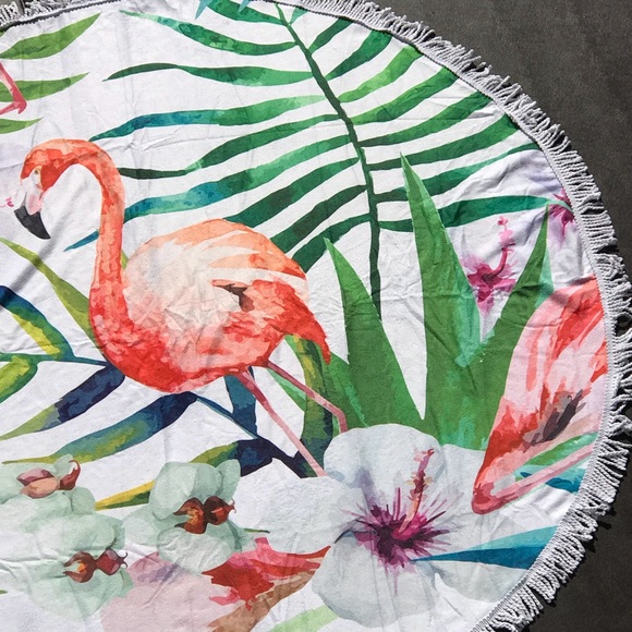 1 LEFT! Tropical Flamingo Terry Cloth Beach Towel - Picture 2 of 7